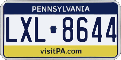 PA license plate LXL8644