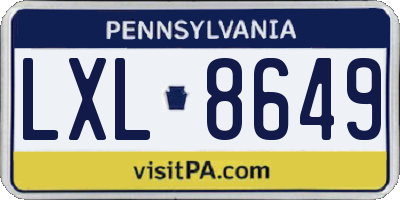 PA license plate LXL8649