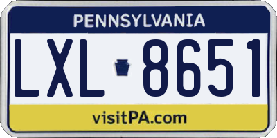 PA license plate LXL8651