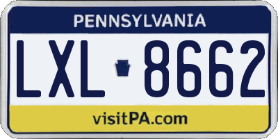 PA license plate LXL8662