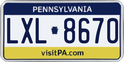 PA license plate LXL8670