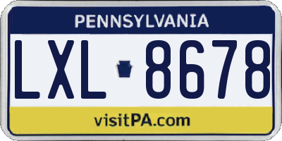 PA license plate LXL8678