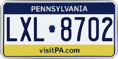 PA license plate LXL8702