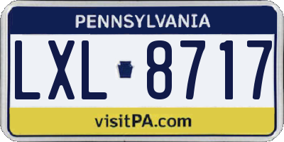PA license plate LXL8717