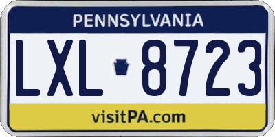 PA license plate LXL8723