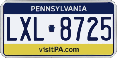PA license plate LXL8725
