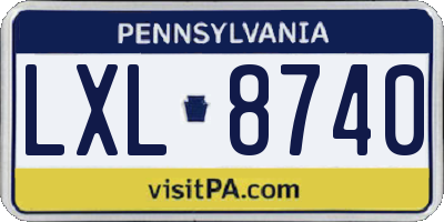 PA license plate LXL8740