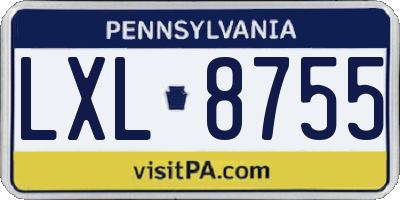 PA license plate LXL8755