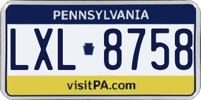 PA license plate LXL8758