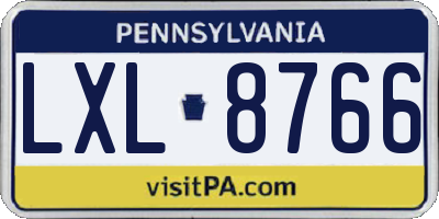 PA license plate LXL8766