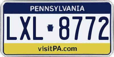 PA license plate LXL8772