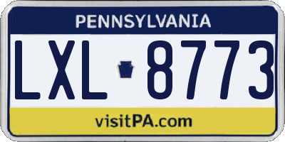 PA license plate LXL8773