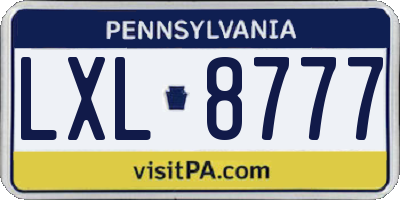 PA license plate LXL8777