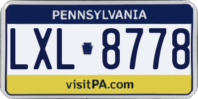 PA license plate LXL8778