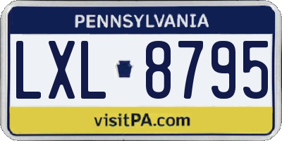 PA license plate LXL8795