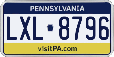 PA license plate LXL8796