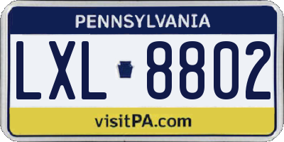 PA license plate LXL8802