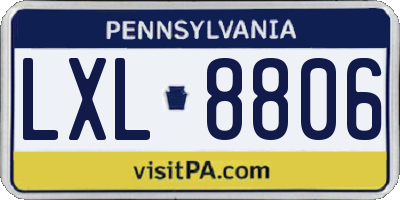 PA license plate LXL8806