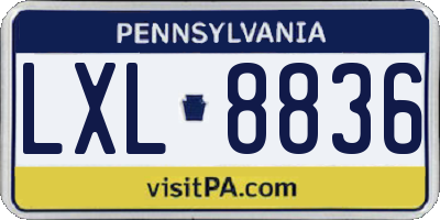 PA license plate LXL8836