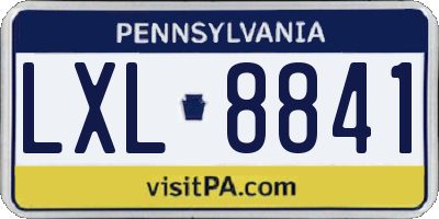 PA license plate LXL8841