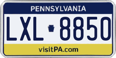 PA license plate LXL8850