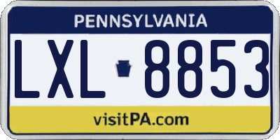 PA license plate LXL8853