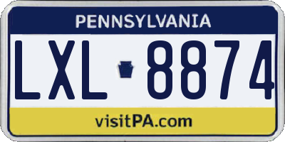 PA license plate LXL8874