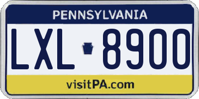 PA license plate LXL8900