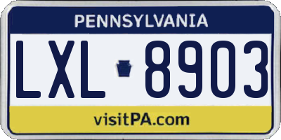 PA license plate LXL8903
