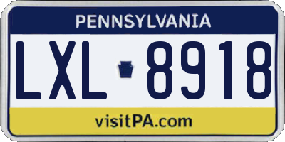 PA license plate LXL8918
