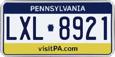 PA license plate LXL8921