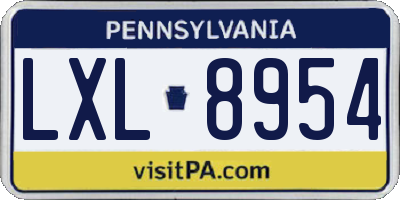 PA license plate LXL8954