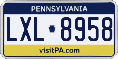 PA license plate LXL8958