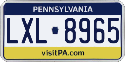 PA license plate LXL8965