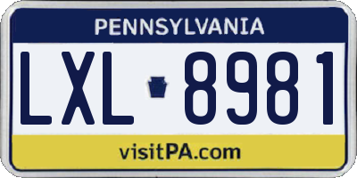 PA license plate LXL8981