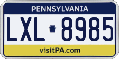 PA license plate LXL8985