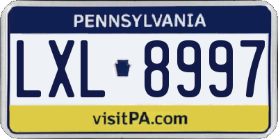 PA license plate LXL8997