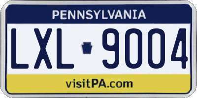 PA license plate LXL9004