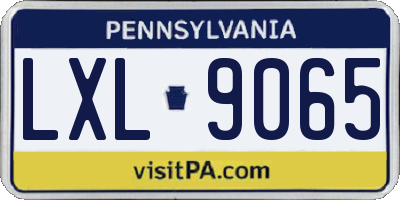 PA license plate LXL9065
