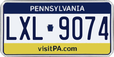 PA license plate LXL9074