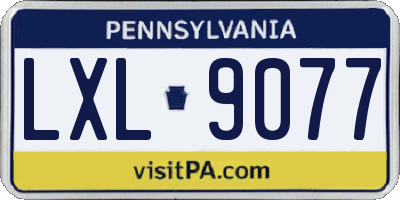 PA license plate LXL9077