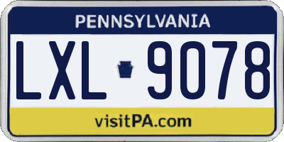 PA license plate LXL9078
