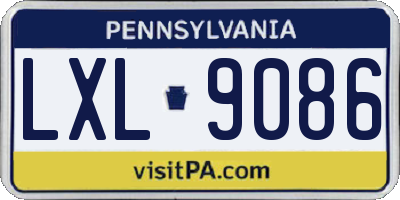 PA license plate LXL9086