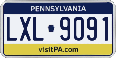 PA license plate LXL9091