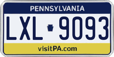 PA license plate LXL9093