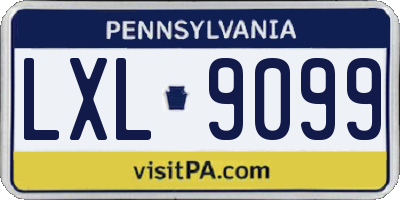 PA license plate LXL9099