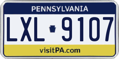 PA license plate LXL9107