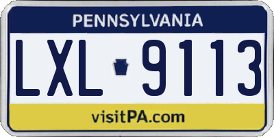 PA license plate LXL9113