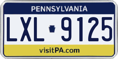 PA license plate LXL9125