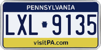 PA license plate LXL9135
